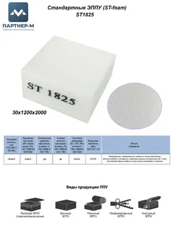 Пенополиуретан ST1825 GL 30*1200*2000 F.3 — ППУ/поролон для мебели