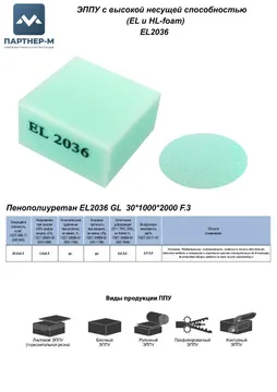 Пенополиуретан EL2036 GL 30*1000*2000 F.3 — ППУ/поролон для мебели