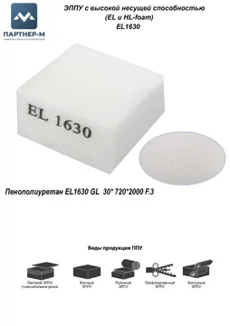 Пенополиуретан EL1630 GL 30* 720*2000 F.3 — ППУ/поролон для мебели