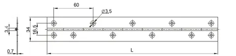 Петля № 3 рояльная L-250 (200 шт.)(ОЗМФ) — рояльная петля для мебели